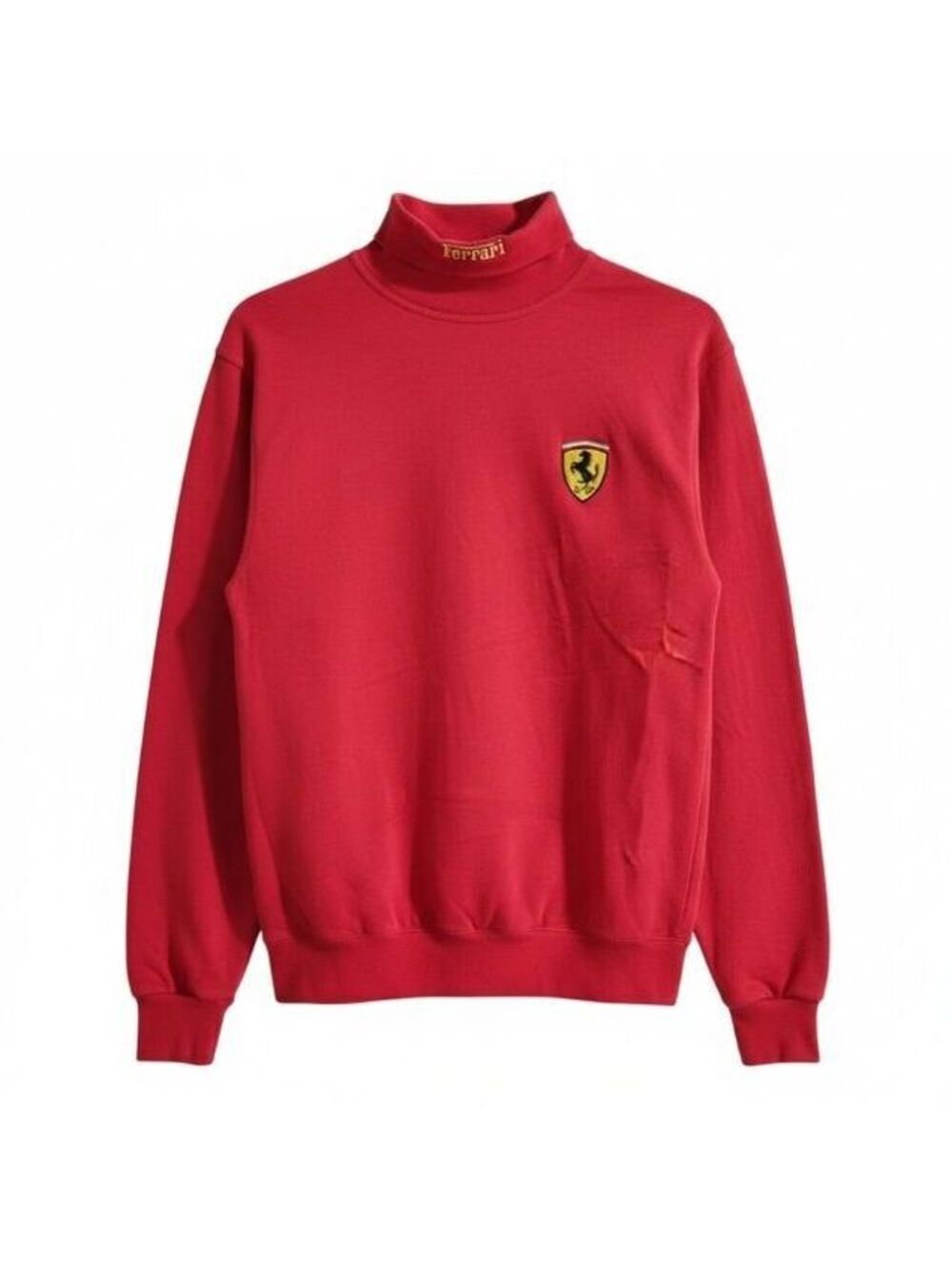 Vtg 90s Ferrari Embroidered Turtleneck Sweatshirt Red 1996 F1 Racing Mens M